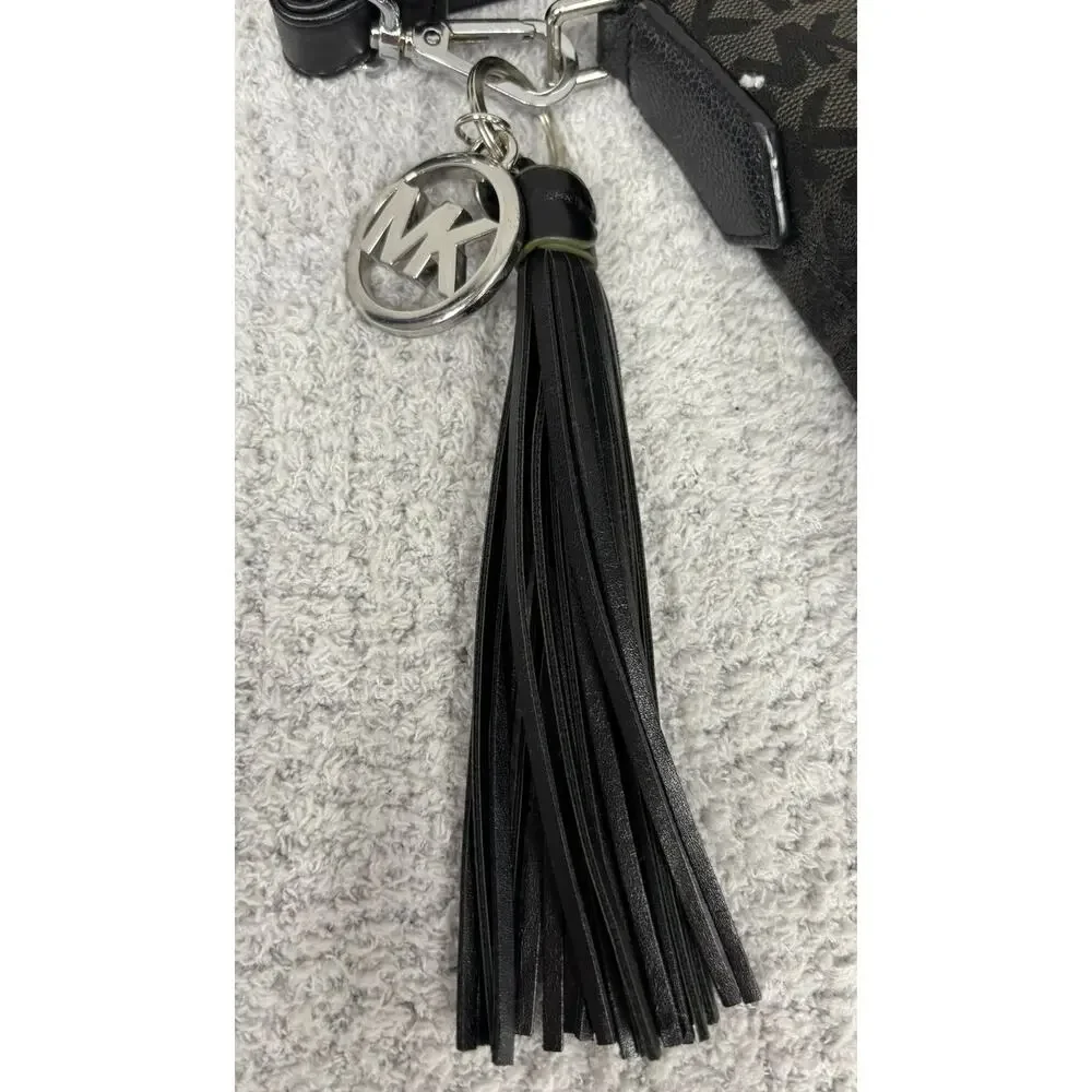Michael Kors Black Signature Print Canvas Crossbody Bag Purse AS IS #77269